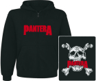 mikina s kapucí a zipem Pantera - skull, logo